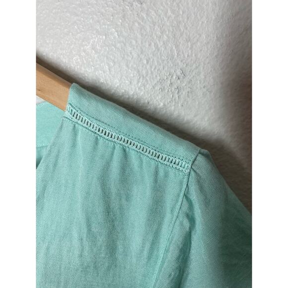 Project Eve Mint Green Linen Viscose Midi Dress Short Sleeve Modest Sz Small - Picture 8 of 10